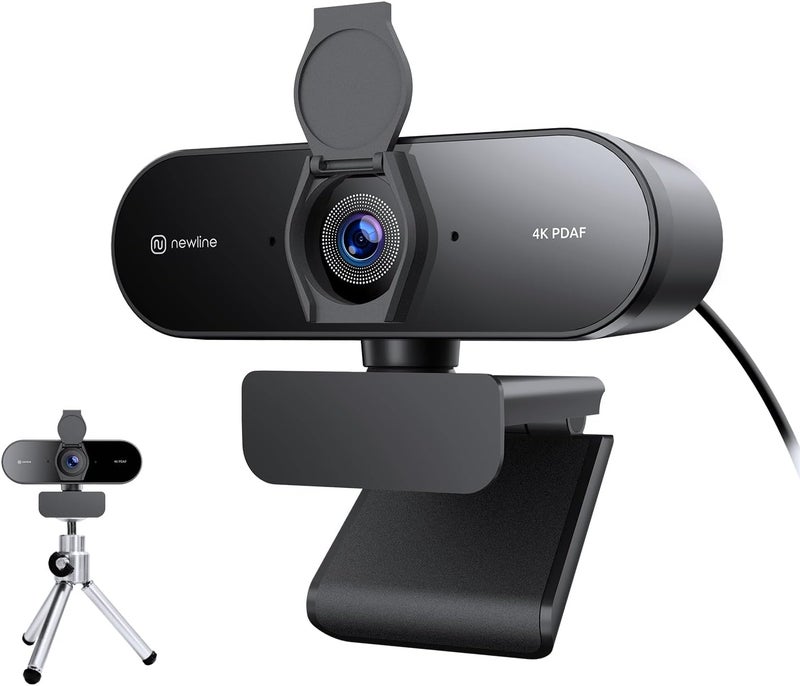 NewLine 4K Webcam for PC with Tripod, PDAF Autofocus, 1080P@60FPS, 79° FOV, Low Distortion, 2 Noise Reduction Mics, Privacy Cover, Plug&Play, PC Camera for Skype, Teams, Zoom, NewEye 62 Kit - Image 1